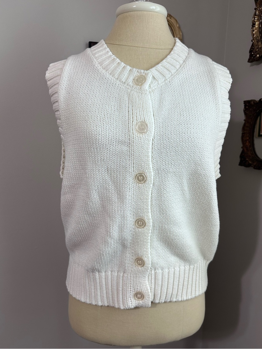 Revolve Song of Style Cream Button-Front Knit Sleeveless Sweater